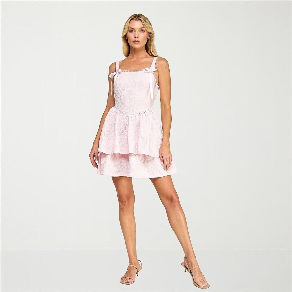 MSRP $64 Trixxi Womens Juniors XS Barely Pink Square Neck Sleeveless Dress